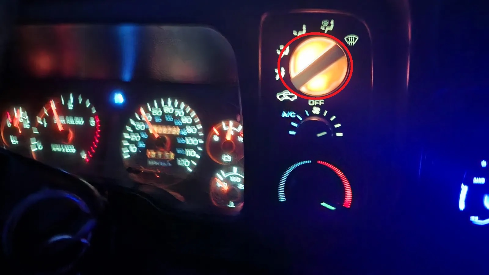 1994-1999 Dodge Klima Kontrol Düğmesi ABS Baskı 00507