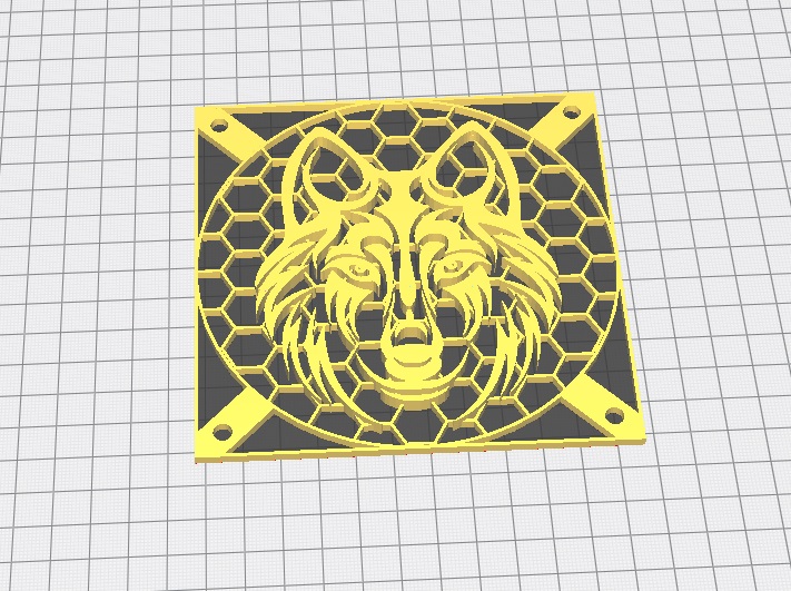 120mm Bilgisayar Fanı Dekoru Kurt PLA Baskı 01237