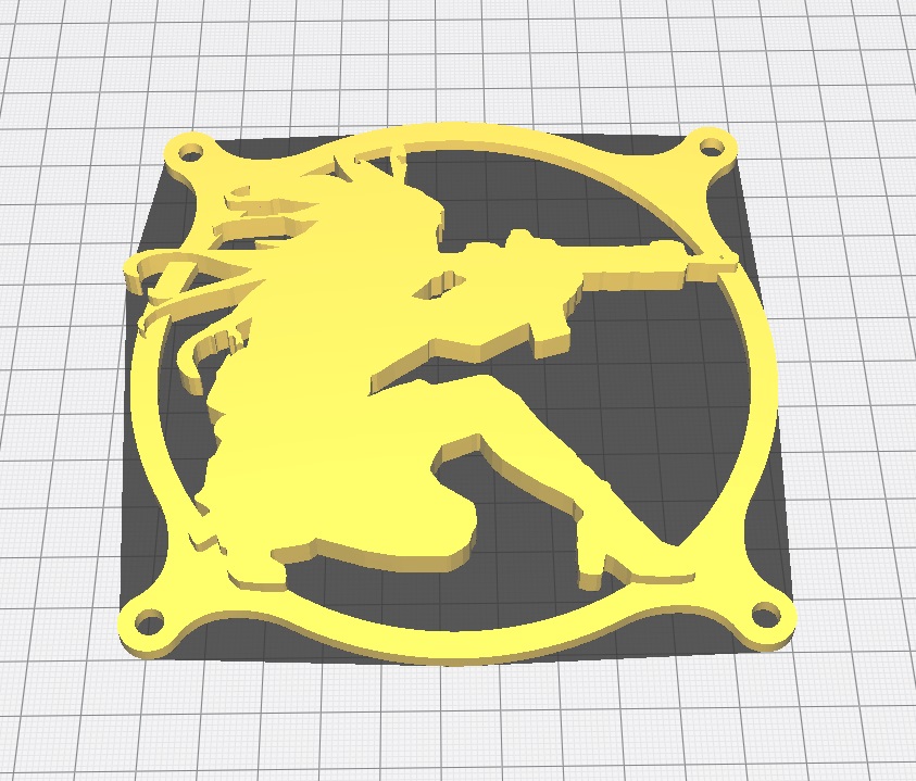 120mm Bilgisayar Fanı Dekoru Kadın Savaşçı PLA Baskı 01239