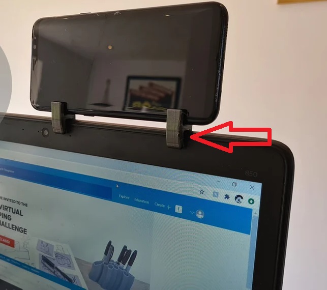 Dizüstü Bilgisayar İçin Telefon Tutucu Braket 2 Adet ABS Baskı 01052