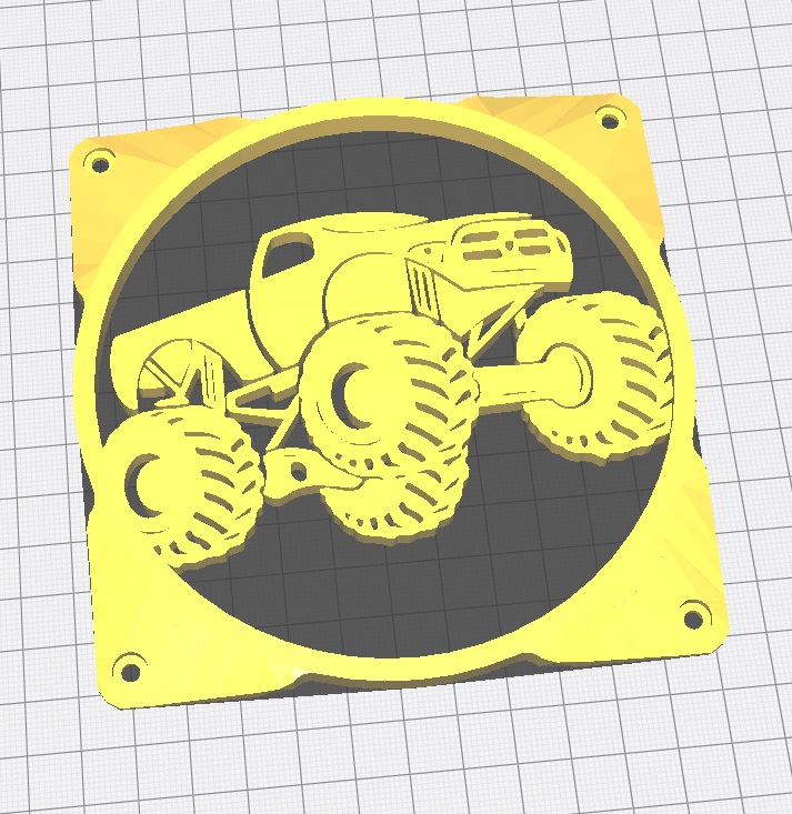 120mm Bilgisayar Fanı Dekoru Monster Tır PLA Baskı 01233