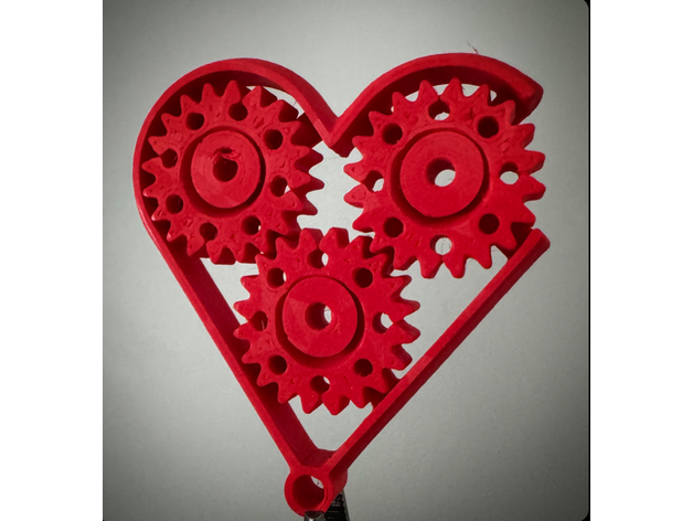 Dişli Kalp Anahtarlık PLA Baskı 06023