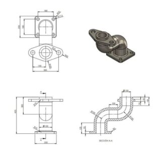 Dirsek eklemli flanşlı boru konnektörü - 6907917
